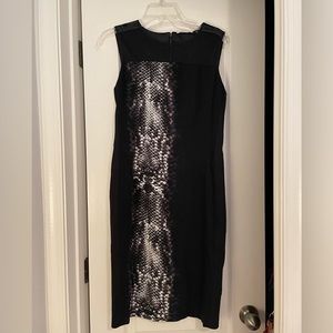 T Tahari black snake print sheath dress size 4